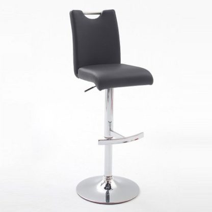 An Image of Aachen Black Faux Leather Seat Gas Lift Bar Stool