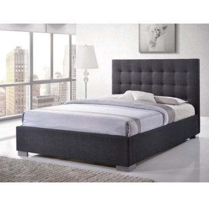 An Image of Addison Fabric King Size Bed In Grey With Chrome Feet