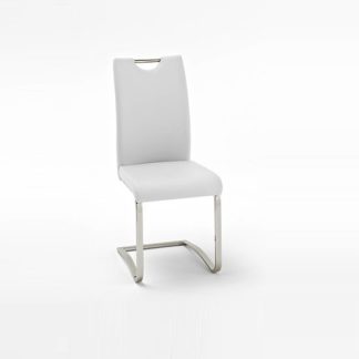 An Image of Koln Dining Chair In White Faux Leather With Chrome Legs