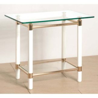 An Image of Palaccio Gold Plated Gloss White Occasional Tables