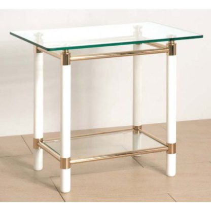 1dd23e983c3293183136bbf63ab1498fab39fada1f87445d02b280fea4b48a47.jpg An Image of Palaccio Gold Plated Gloss White Occasional Tables