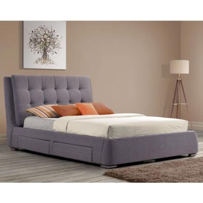 An Image of Mayfair Fabric King Size Bed In Grey With 4 Drawers