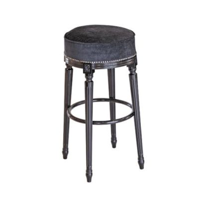 An Image of Georgian Bar Stool In Velvet Style Seat With Fluted Legs