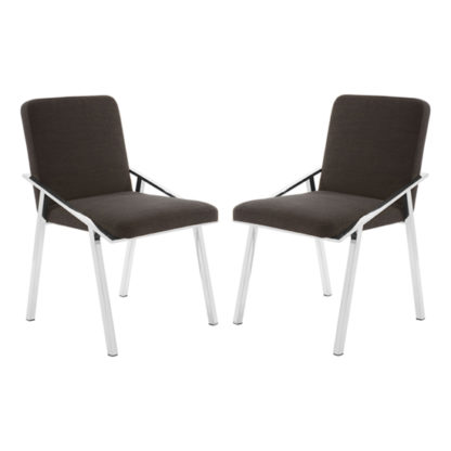 An Image of Markeb Black Fabric Dining Chair In Pair