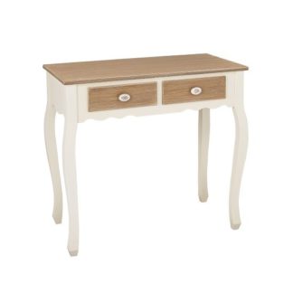 An Image of Julian Console Table In Distressed Wooden Top And Cream Legs