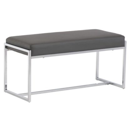 An Image of Soho Small Faux Leather Dining Bench In Grey