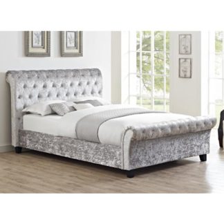 An Image of Casablanca Crushed Velvet Double Bed In Grey