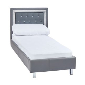 An Image of Branson Faux Leather Single Bed In Grey