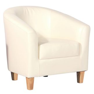 An Image of Leporis PU Leather 1 Seater Sofa In Cream