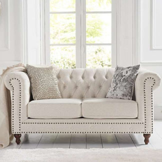 An Image of Propus Linen 2 Seater Sofa In Ivory