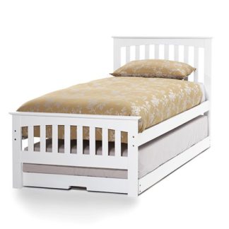 An Image of Amelia Hevea Wooden Single Bed And Guest Bed In Opal White