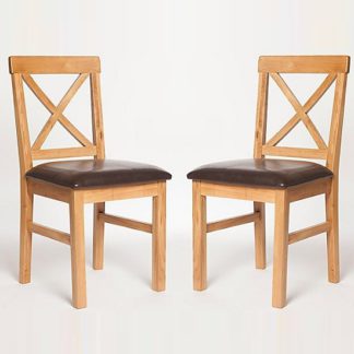 An Image of Lexington Wooden Dining Chair With Dark PU Seat In A Pair