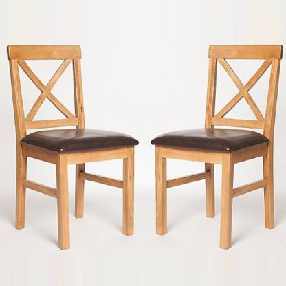 An Image of Lexington Wooden Dining Chair With Dark PU Seat In A Pair