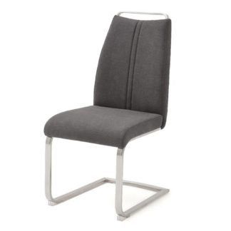An Image of Giulia Fabric Cantilever Dining Chair In Anthracite