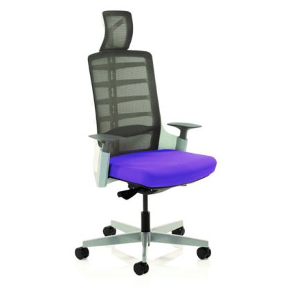 An Image of Exo Charcoal Grey Back Office Chair With Tansy Purple Seat