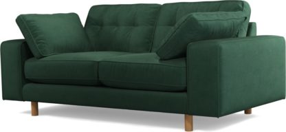 An Image of Content by Terence Conran Tobias, 2 Seater Sofa, Plush Hunter Green Velvet, Light Wood Leg
