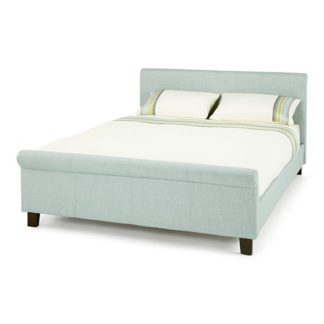 An Image of Hazel Ice Fabric Upholstered King Size Bed