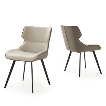 An Image of Ancha Stone And Dark Grey Dining Chairs In Pair