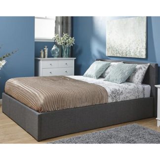 An Image of End Lift Ottoman Fabric King Size Bed In Grey