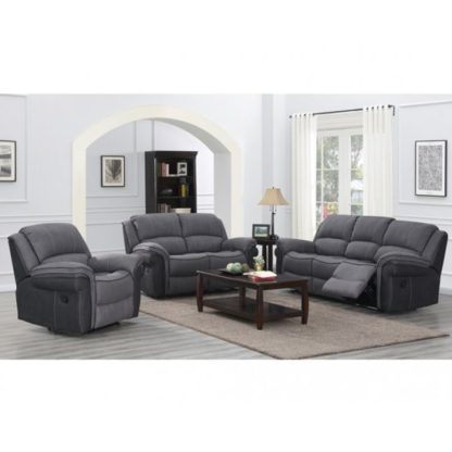 20d62245a7c03ba1c5172afe6d1610730bf1895fc1b83fbc1454c2919657dcca.jpg An Image of Koeia 3 Seater Sofa And 2 Armchairs Suite In Grey Fusion