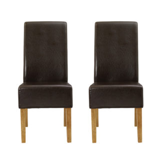 An Image of Padstow Brown Finish Dining Chairs In Pair
