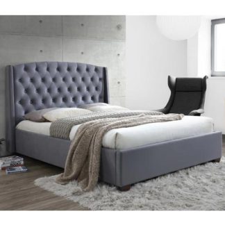 An Image of Atlas Fabric Super King Bed In Grey Velvet