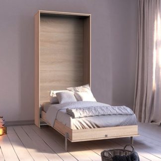 An Image of Juist Wooden Vertical Foldaway Single Bed In Planked Oak
