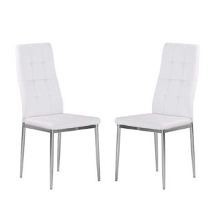 An Image of Cosmo Dining Chair In White Faux Leather in A Pair