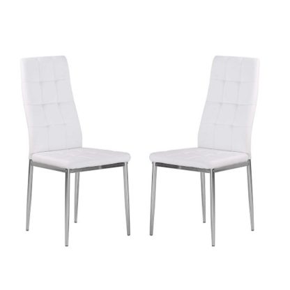 An Image of Cosmo Dining Chair In White Faux Leather in A Pair