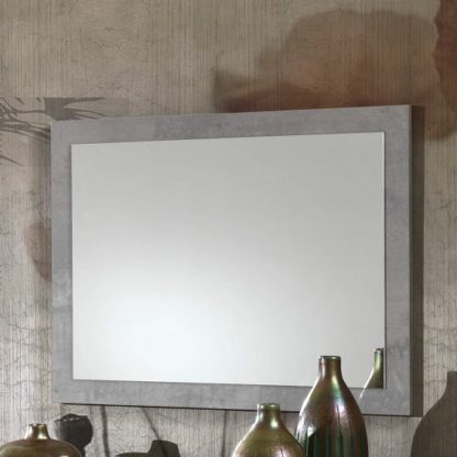 An Image of Abby Wall Mirror Rectangular In Grey Marble Effect Gloss