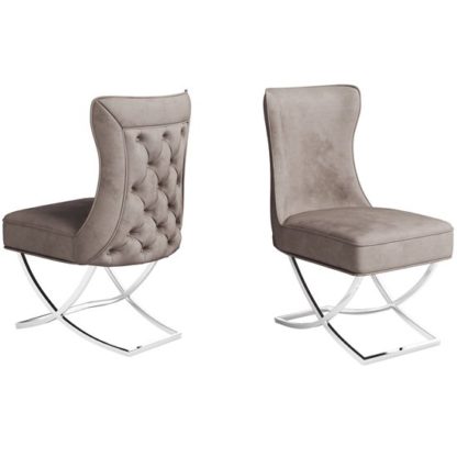 220af163f20a2090ce876950759067e5f9be1fca8f20d220057b0dced7769dd5.jpg An Image of Maria Mink Velvet Fabric Dining Chairs In Pair