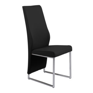 An Image of Crystal PU Dining Chair In Black With Chrome Legs