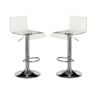 An Image of Baino White Acrylic Bar Stool In Pair With Chrome Base