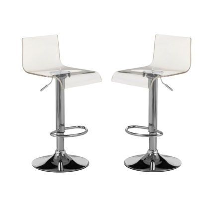 An Image of Baino White Acrylic Bar Stool In Pair With Chrome Base