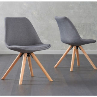 An Image of Tupa Dark Grey Fabric Chairs In Pair With Round Leg