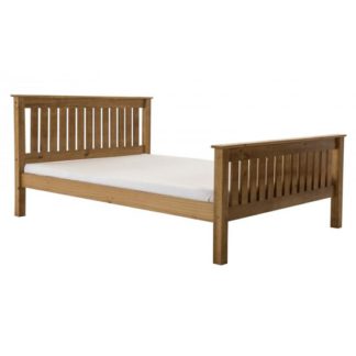 An Image of Manila High Footend Pine King Size Bed In Antique