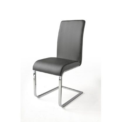 228605e5ab54198290cd400d40c2947eb67e55e343e2141608ff97ddb55575ef.jpg An Image of Lotte I Metal Swinging Grey Faux Leather Dining Chair