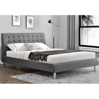 An Image of Alyssa Fabric Double Bed In Charcoal With Chrome Legs