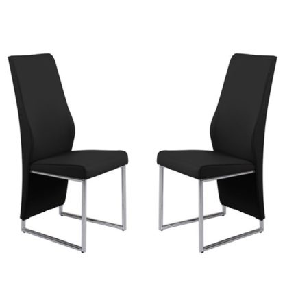 228f8df642cd505003fffc67532ee4a03bc383438e0516379c9700c9689022ab.jpg An Image of Crystal Black PU Dining Chairs In Pair With Chrome Legs