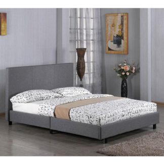 An Image of Fusion Linen Fabric King Size Bed In Grey
