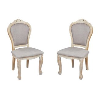 An Image of Senegal Weathered Oak Padded Dining Chairs In Pair