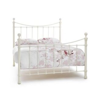 An Image of Ethan Precious Metal Super King Size Bed In Ivory Gloss