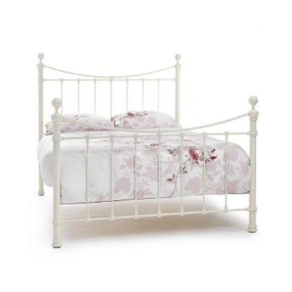 An Image of Ethan Precious Metal Super King Size Bed In Ivory Gloss