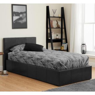An Image of Berlin Fabric Ottoman Single Bed In Black