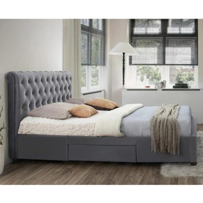 23acf9da0cb80a521d0291bf1fd2147bffb32ed354cfc075e8c75eb732a8fa47-2.jpg An Image of Marlow Fabric Storage Super King Bed In Grey Velvet