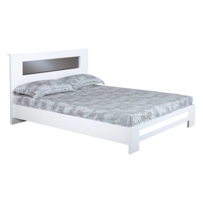 An Image of Olivia Diamond High Gloss White Kingsize Bed