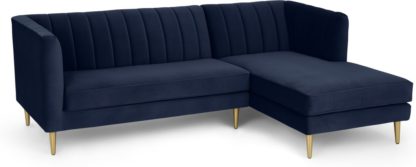 An Image of Amicie Right Hand Facing Chaise End Corner Sofa, Royal Blue Velvet