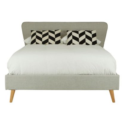 An Image of Parumleo Wooden King Size Bed In Light Grey