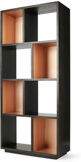 An Image of Anderson Narrow Bookcase, Mocha Mango wood and Copper