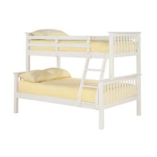 An Image of Trios Solid Off White Finish Triple Sleeper Bunk Bed